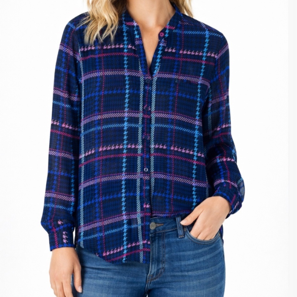 KUT from the Kloth Long Sleeve Semi Sheer Button Up Blouse Size Small